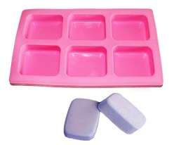 Molde silicona 6 jabones rectangulos redondeados